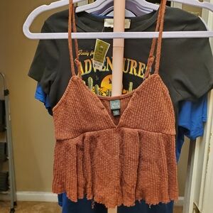 wild fable Rust Ribbed Cropped Cami